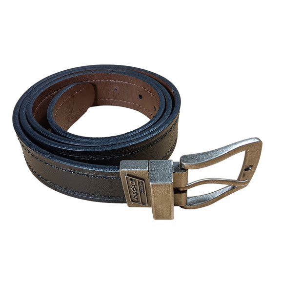 Dickies Other - Dickies Reversible Belt Size 44 Black/Brown Twist Silver Buckle Coated Leather